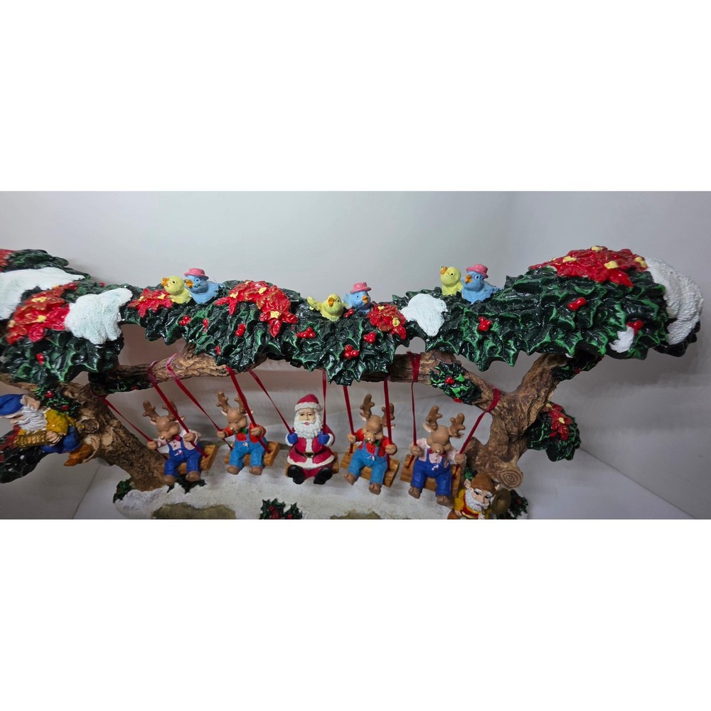 Seymour Mann Christmas Collectibles Santa and Reindeers On Swings Figurine 1995